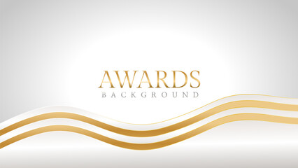 Elegant awards background with gold and silver ribbons, perfect for ceremonies, certificates, presentations, and promotions. Modern and luxurious design exuding prestige and professionalism