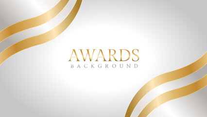 Elegant awards background with gold and silver ribbons, perfect for ceremonies, certificates, presentations, and promotions. Modern and luxurious design exuding prestige and professionalism