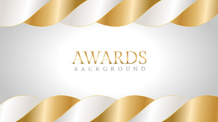 Elegant awards background with gold and silver ribbons, perfect for ceremonies, certificates, presentations, and promotions. Modern and luxurious design exuding prestige and professionalism