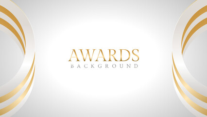 Elegant awards background with gold and silver ribbons, perfect for ceremonies, certificates, presentations, and promotions. Modern and luxurious design exuding prestige and professionalism
