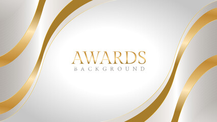 Elegant awards background with gold and silver ribbons, perfect for ceremonies, certificates, presentations, and promotions. Modern and luxurious design exuding prestige and professionalism