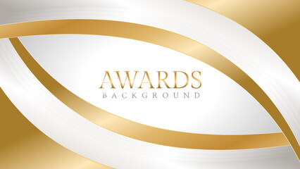 Elegant awards background with gold and silver ribbons, perfect for ceremonies, certificates, presentations, and promotions. Modern and luxurious design exuding prestige and professionalism