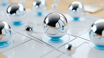 Chrome Balls Abstract  D Render  Technology  Innovation  Science Concept
