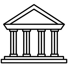 Bank Building Line Art Vector Illustration