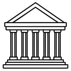 Bank Building Line Art Vector Illustration