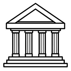 Bank Building Line Art Vector Illustration