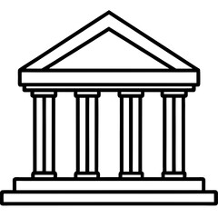 Bank Building Line Art Vector Illustration