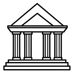 Bank Building Line Art Vector Illustration