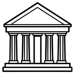 Bank Building Line Art Vector Illustration