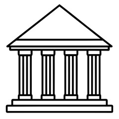 Bank Building Line Art Vector Illustration