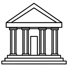 Bank Building Line Art Vector Illustration