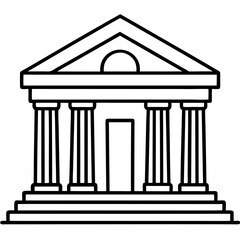 Bank Building Line Art Vector Illustration
