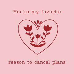 Funny valentines day card, hand drawn hearts, funny text