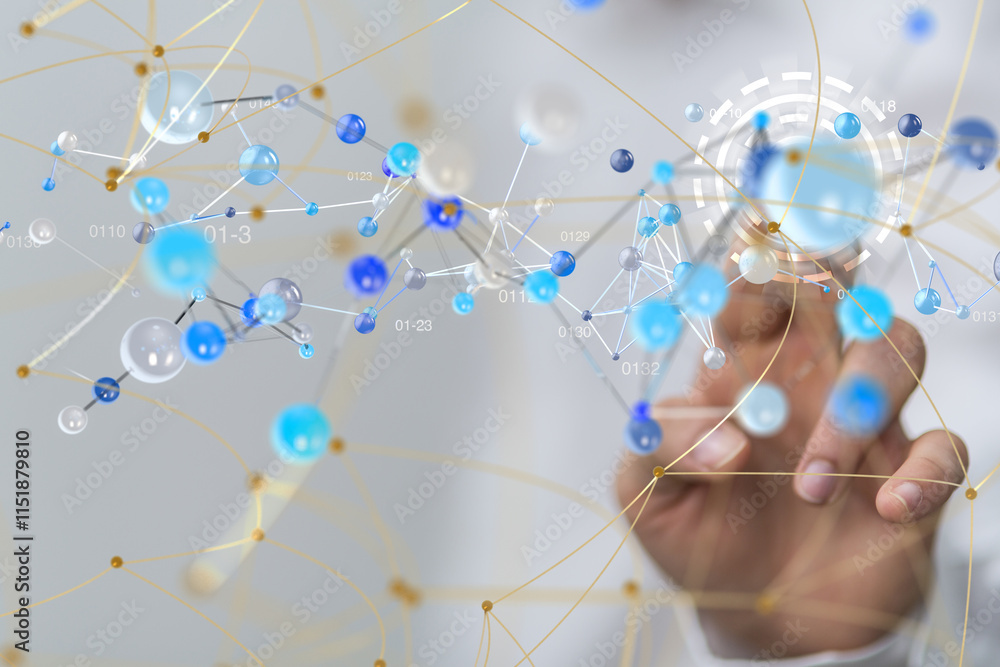 Poster conference digital network and data concept 3d