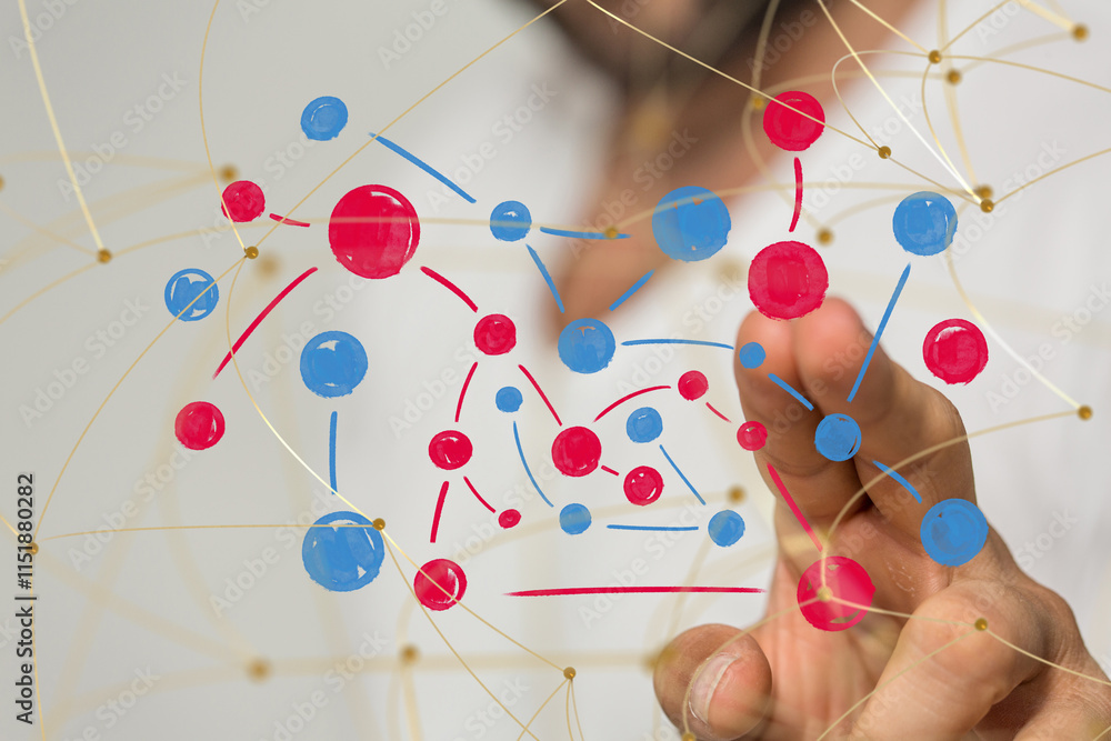 Poster abstract technology group and data 3d