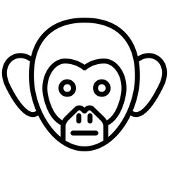 Monkey Outline Icon, Black And White Outline Icon Symbol