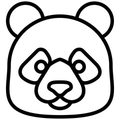 Panda Outline Icon, Black And White Outline Icon Symbol