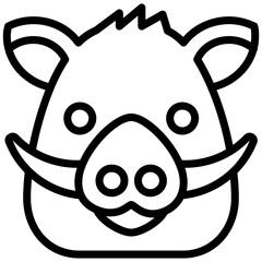 Boar Outline Icon, Black And White Outline Icon Symbol