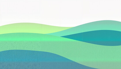 Fluid abstract waves in shades of blue and green on a light background
