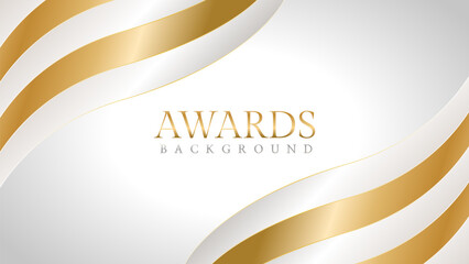 Elegant awards background with gold and silver ribbons, perfect for ceremonies, certificates, presentations, and promotions. Modern and luxurious design exuding prestige and professionalism