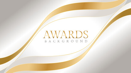 Elegant awards background with gold and silver ribbons, perfect for ceremonies, certificates, presentations, and promotions. Modern and luxurious design exuding prestige and professionalism