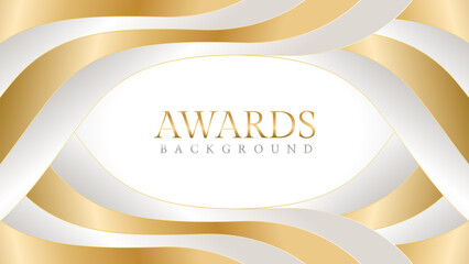 Elegant awards background with gold and silver ribbons, perfect for ceremonies, certificates, presentations, and promotions. Modern and luxurious design exuding prestige and professionalism