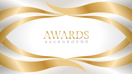 Elegant awards background with gold and silver ribbons, perfect for ceremonies, certificates, presentations, and promotions. Modern and luxurious design exuding prestige and professionalism