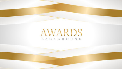 Elegant awards background with gold and silver ribbons, perfect for ceremonies, certificates, presentations, and promotions. Modern and luxurious design exuding prestige and professionalism