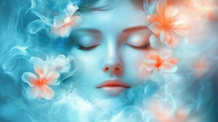 Naklejka premium Intimate serenity a close-up portrait peaceful emotions a tranquil setting
