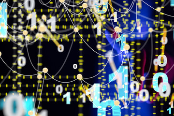 Global network. Blockchain. 3D illustration. Neural networks and artificial intelligence. Abstract