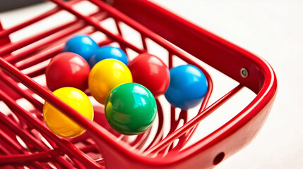 Colorful Red Raffle Game with Diverse Balls for Bingo and Lottery Excitement, Featuring a Vivid Array of Balls in Various Shades and Sizes, Perfect for Fun and Engaging Game Nights.


