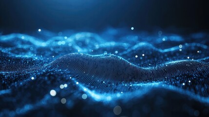 Fototapeta premium Digital cyberspace with particles and digital data network connection concept