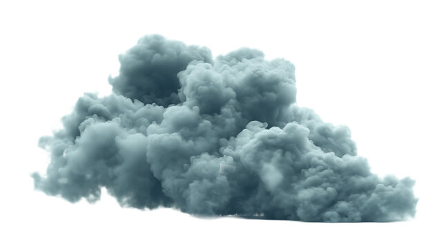 Blue smoke cloud isolated on white and transparent background