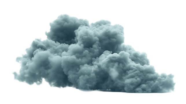 Blue smoke cloud isolated on white and transparent background