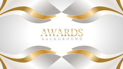 Elegant awards background with gold and silver ribbons, perfect for ceremonies, certificates, presentations, and promotions. Modern and luxurious design exuding prestige and professionalism