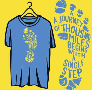 Inspirational T-Shirt Design with Footprint Graphic