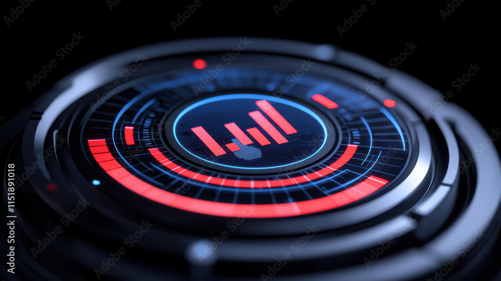 Poster futuristic transaction system with digital graphs and data visualization