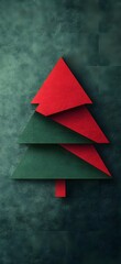 Paper folded red and green Christmas tree