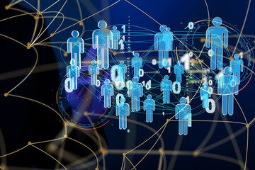 Abstract technology group and data 3d