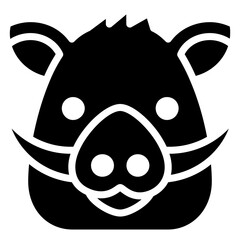 Boar Glyph Icon, Black And White Glyph Icon Symbol