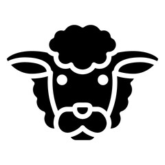 Sheep Glyph Icon, Black And White Glyph Icon Symbol