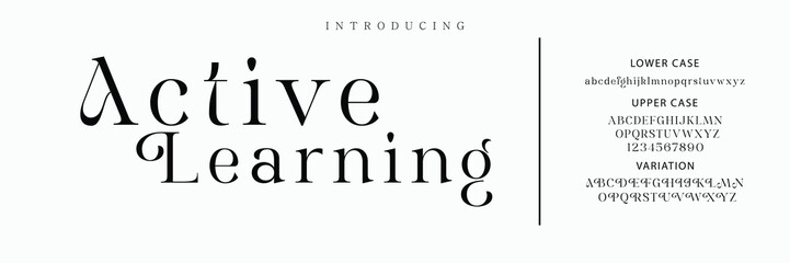 Luxury serif font in modern style. Elegant wedding alphabet letters font and number. Typography Luxury classic lettering serif fonts decorative vintage retro logo