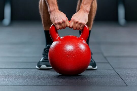 A person performing kettlebell swings, with their body perfectly aligned and the kettlebell mid-swing for dynamic motion