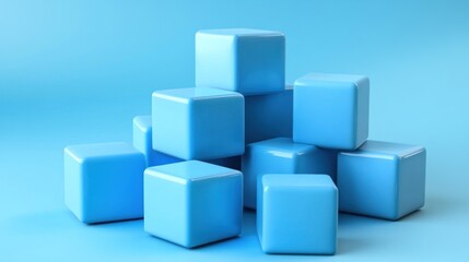 Obraz premium Abstract Composition of Light Blue Cubes on a Pastel Background