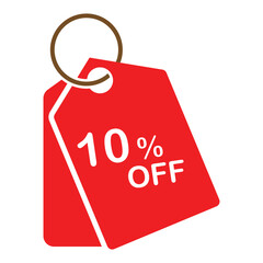 Discount offer red tag icon. 10 percent discount icon logo symbols. Discount tag in flat icon for price, promotion, label and offer. Vector illustration. EPS 10
