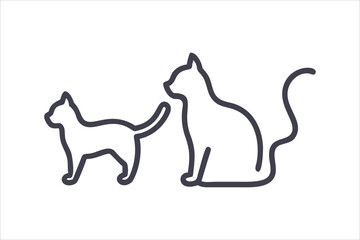 cat line art vector, silhouette, set design