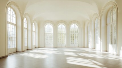 Obraz premium Sunlit Grandeur: A Serene Interior of a Classic Palace Hall
