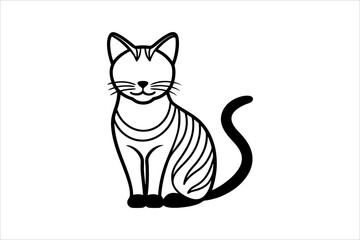 cat line art vector, silhouette, set design