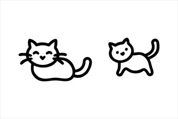 cat line art vector, silhouette, set design