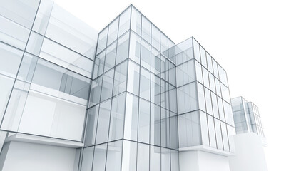 Striking white building with expansive windows, a modern architectural masterpiece in the urban landscape